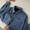 丁摩 【主推款】经典两色加绒牛仔衬衫女冬韩版宽松单排扣翻领保暖内搭5ZF-12225 商品缩略图0