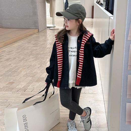 艾摩贝贝男女童韩版宽松牛仔外套刺绣字母加厚保暖翻领衬衫上衣 商品图4