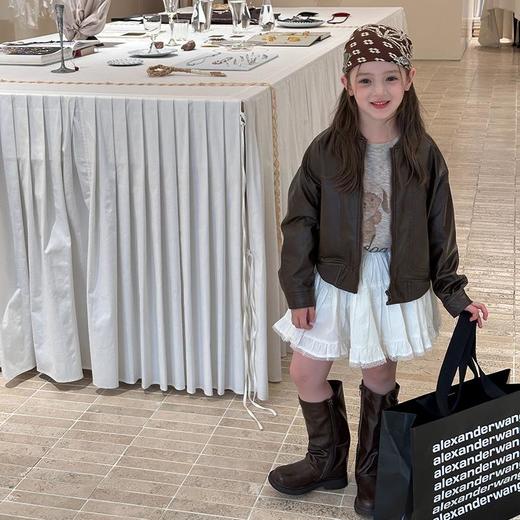 艾摩贝贝2025秋季童装女童宝宝休闲帅气个性短款夹克皮衣外套上衣 商品图1