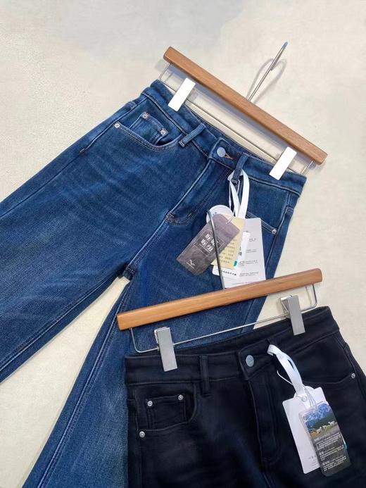 D122123时髦腿精加厚加绒保暖微喇裤女冬季复古显瘦柔软弹力喇叭牛仔长裤 商品图12