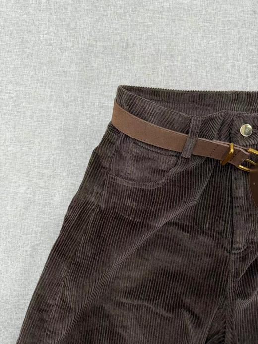 D122117冬季新款复古宽松简约灯芯绒棕色阔腿裤弯刀休闲裤香蕉裤长裤 商品图5
