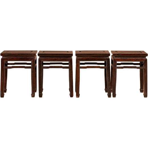 清代  红木罗锅枨马蹄腿方凳（一堂四只） 商品图5