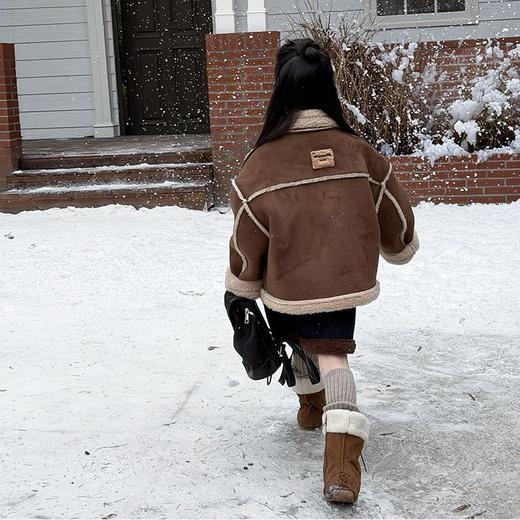 艾摩贝贝儿童加厚毛绒内胆棉衣冬皮毛一体加绒保暖麂皮绒棉服外套 商品图3
