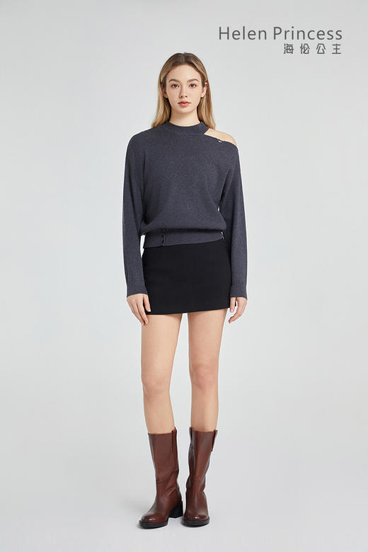 慵懒风露肩针织上衣 商品图5