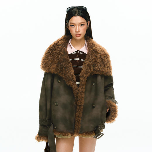 Ariseism 美式复古设计感仿皮草棉服女冬季新款加厚保暖上衣 商品图1