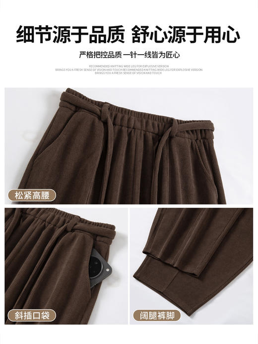加绒复古弯刀裤  女秋冬2025新款慵懒垂感高腰裤 显瘦宽松雪尼尔阔腿裤 商品图3