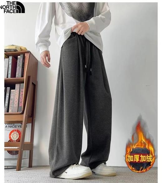 D122105冬季新款男士高品质加绒加厚百搭休闲卫裤阔腿裤 商品图3