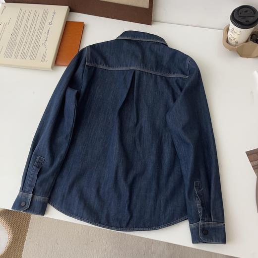 丁摩 【主推款】经典两色加绒牛仔衬衫女冬韩版宽松单排扣翻领保暖内搭5ZF-12225 商品图4