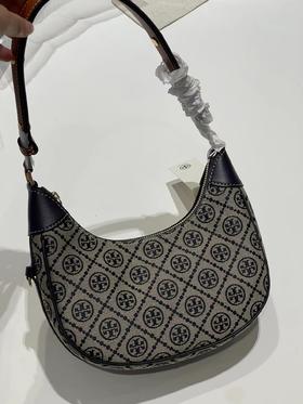 D122160提花可调节肩带可单肩可斜挎新月包