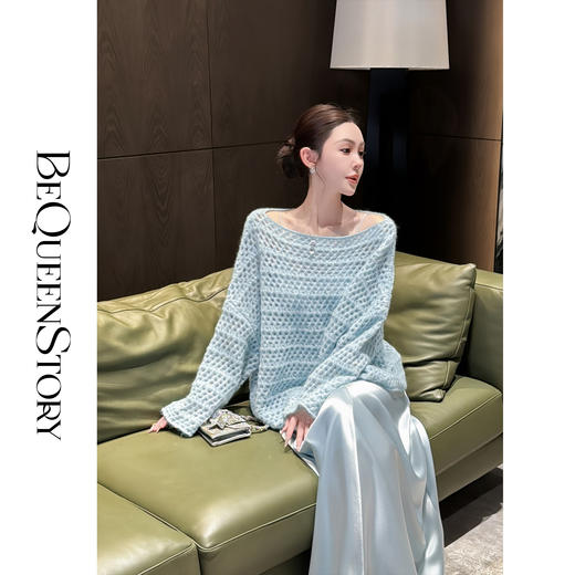 【孤品样衣，不退不换】【慵懒舒芙蕾】马海毛羊毛混纺宽松镂空洞洞罩衫外搭针织毛衣 商品图3