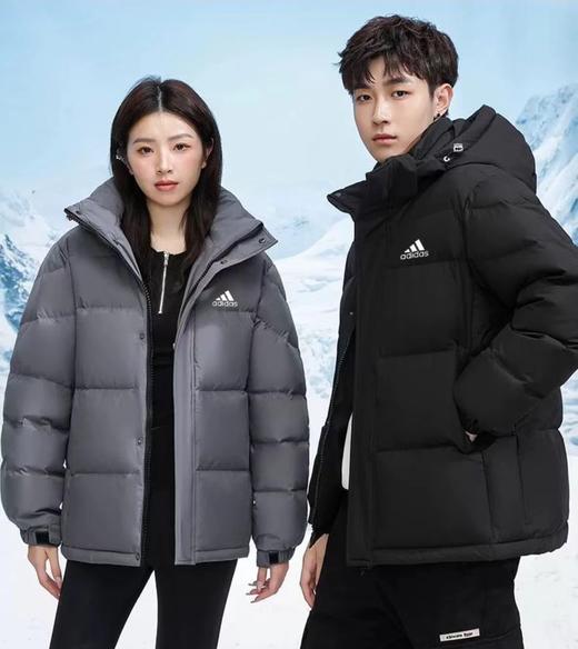 D122108羽绒服黑色立领短款保暖舒适休闲外套男女同款 商品图3