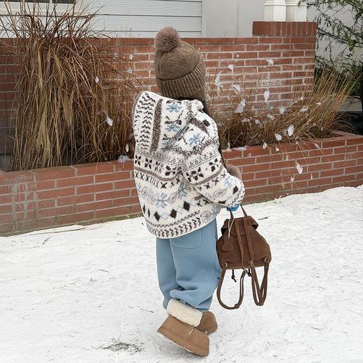 艾摩贝贝节日氛围单品~儿童浪漫费尔岛提花棉服保暖夹棉连帽外套 商品图3