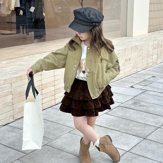 艾摩贝贝女童韩版帅气工装机车夹克上衣儿童品质水洗棉短款外套 商品图2