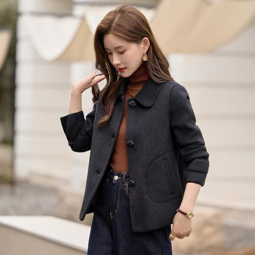 ZYQ22397小香风双面羊毛大衣小个子毛呢外套2025秋冬季新款精致短款上衣 商品图1