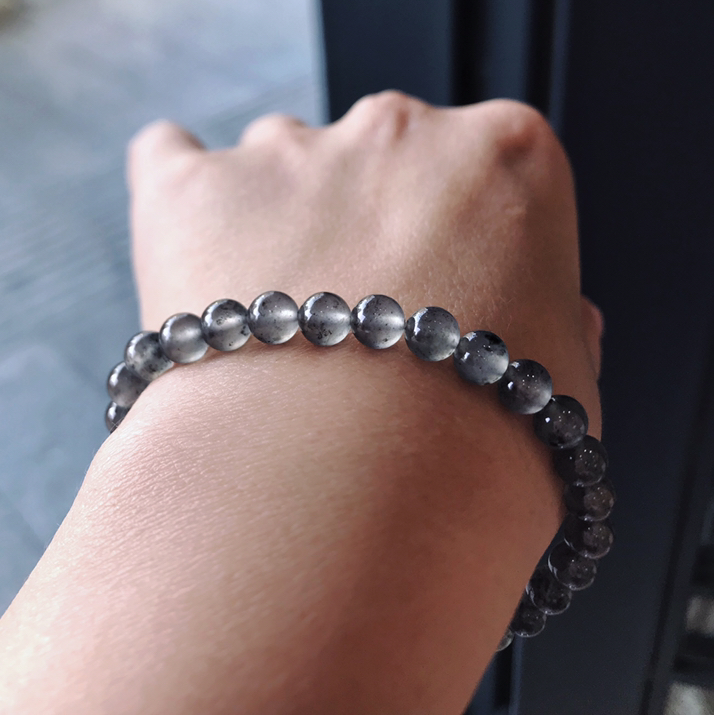 黑钢翡翠珠手串