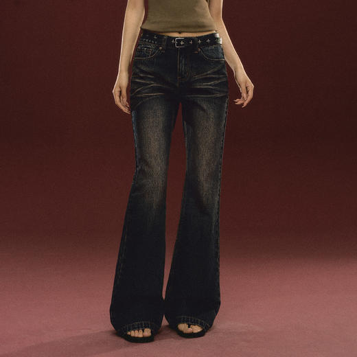 Ariseism 美式复古设计感修身牛仔裤女秋冬新款休闲长裤子 商品图1