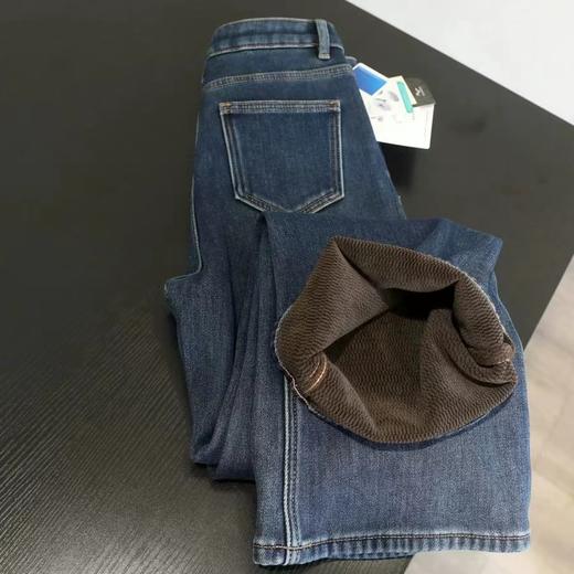 D122123时髦腿精加厚加绒保暖微喇裤女冬季复古显瘦柔软弹力喇叭牛仔长裤 商品图13