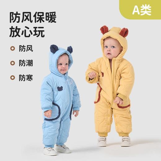 宝宝冬款加厚保暖连体衣新生儿梭织爬服幼儿外出服婴幼儿衣服跨境 商品图2