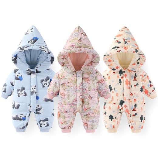 宝宝冬款加厚保暖连体衣新生儿羊羔绒爬服幼儿外出服婴幼儿衣服 商品图0