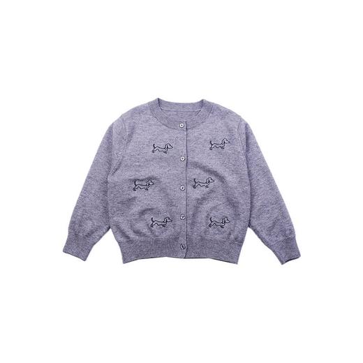 艾摩贝贝中大小女童宝宝洋气韩版休闲卡通满刺绣小狗针织开衫外套 商品图4