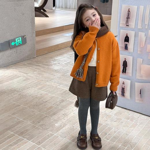 艾摩贝贝女童宝宝韩版洋气氛围感针织外套显白橘色毛衣开衫上衣 商品图1