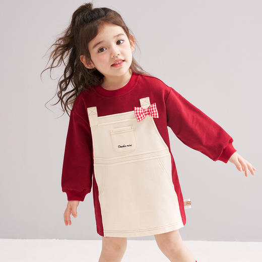 笛莎Deesha 2026春季女童时尚休闲假两件拼接连衣裙 商品图0