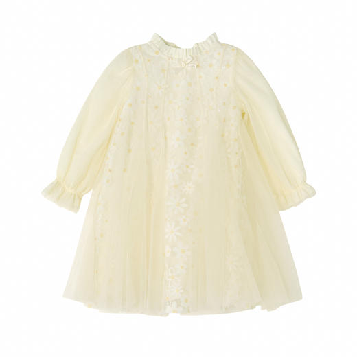 笛莎Deesha 童装女童连衣裙2026春新款甜美网纱长袖连衣裙 商品图4