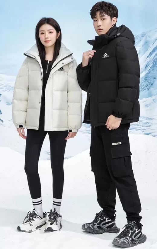 D122108羽绒服黑色立领短款保暖舒适休闲外套男女同款 商品图1