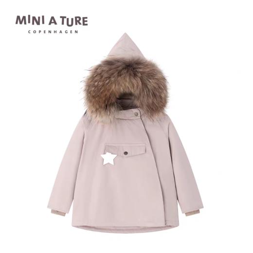 丹麦MINI A TURE童装25冬新男女小童防水保暖毛领精灵帽夹克外套 商品图8