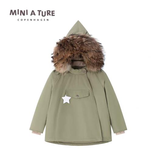 丹麦MINI A TURE童装25冬新男女小童防水保暖毛领精灵帽夹克外套 商品图5