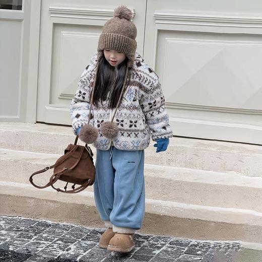艾摩贝贝节日氛围单品~儿童浪漫费尔岛提花棉服保暖夹棉连帽外套 商品图4