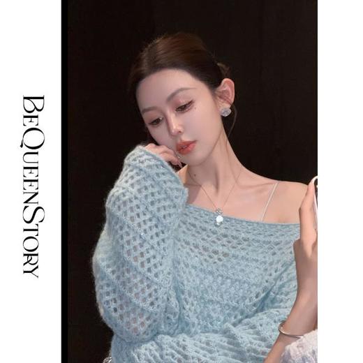 【孤品样衣，不退不换】【慵懒舒芙蕾】马海毛羊毛混纺宽松镂空洞洞罩衫外搭针织毛衣 商品图2