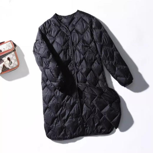 丁摩 U家新款女装90白鸭绒轻薄羽绒服中长款高级轻型圆领秋冬羽绒内胆5ZF-268 商品图1