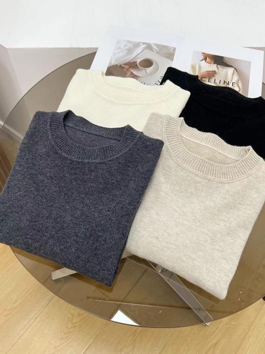 D122119秋冬新款羊毛极简基础款无缝圆领针织毛衣简约大方百搭 商品图2