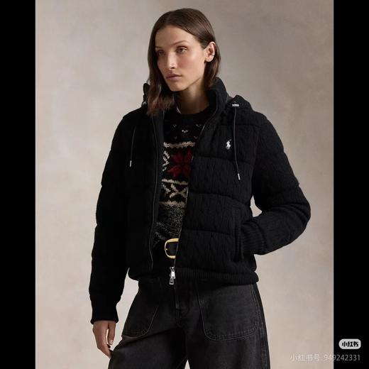 D122149老钱风织针拼接羊毛蓬松连帽羽绒服 商品图7