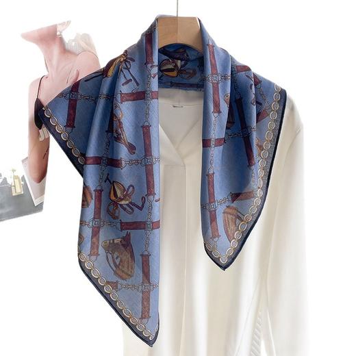 丁摩 黑色棉麻系脖丝巾70小方巾女薄款围巾领巾高级感包头巾5ZF-G1062 商品图4