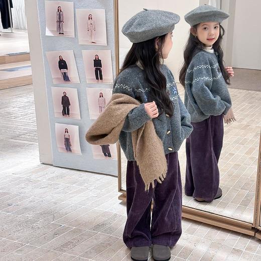 艾摩贝贝含6%羊毛重工款~女童宝宝手工复古小花毛衣针织开衫外套 商品图3