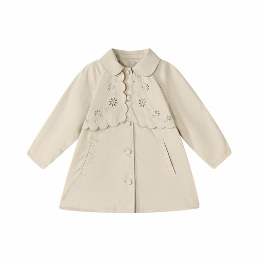 笛莎Deesha 童装女童外套2026春新款甜美翻领镂空绣花A版风衣外套 商品图4