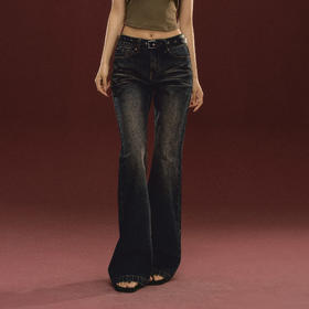 Ariseism 美式复古设计感修身牛仔裤女秋冬新款休闲长裤子