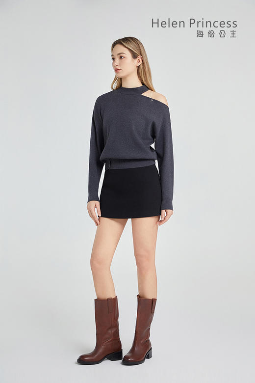 慵懒风露肩针织上衣 商品图8