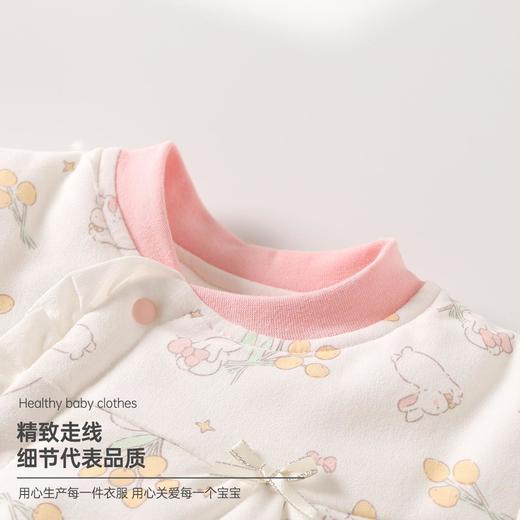 婴儿夹棉连体衣秋冬季女宝宝加棉爬爬服新生儿衣服a类薄棉哈衣 商品图1