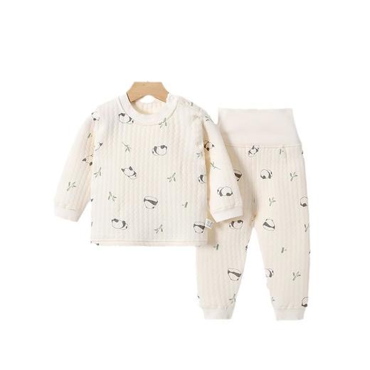 婴幼儿秋冬款纯棉无骨夹棉保暖加厚男女宝宝肩扣高腰护肚分体套装 商品图4