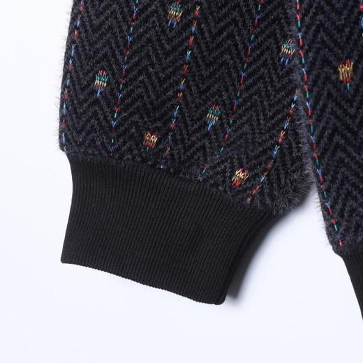 WY1537SDSA男士秋冬新款痞帅男装简约波浪线刺绣半拉链立领连帽卫衣百搭 商品图4