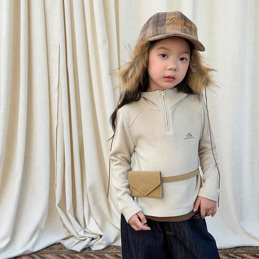 艾摩贝贝儿童防风保暖连帽衫上衣2025冬女童锁温半拉链毛绒卫衣【发热绒】 商品图2