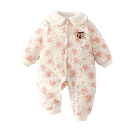 冬季婴儿夹棉加厚连体衣女宝宝长爬休闲风公主家居服外出服安阳 商品图4