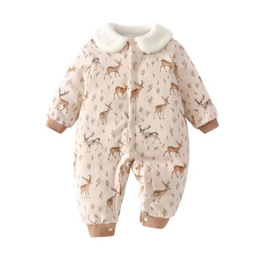 婴儿连体衣长袖冬季款女宝宝婴幼儿休闲风连体衣80克夹棉加厚 商品图4