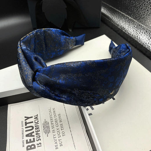丁摩 晕染蓝高颅顶发卡发箍女气质宽边头饰洗脸头箍5ZF-72223 商品图1