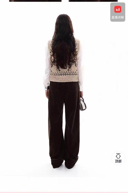 D122117冬季新款复古宽松简约灯芯绒棕色阔腿裤弯刀休闲裤香蕉裤长裤 商品图13