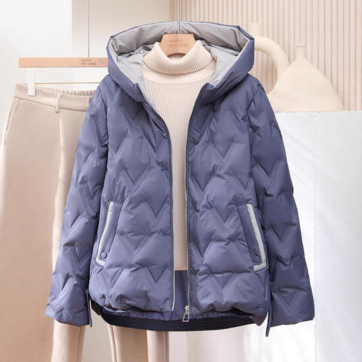 丁摩 短款羽绒服女冬修身显瘦时尚保暖轻薄时尚白鸭绒连帽外套5ZF-12228 商品图2