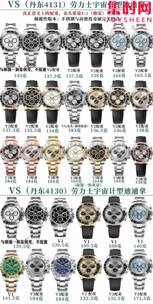 劳力士宇宙计型 VS迪通拿4130配重版 VS迪通拿冰蓝迪 配重版 男士腕表 丹东4130机 商品图9
